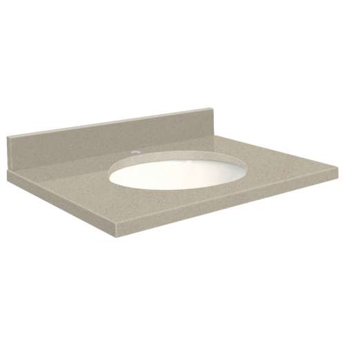 25in x 22in 2cm Thick Quartz Vanity Top with Bevel Edge Profile in Olympia Grey
