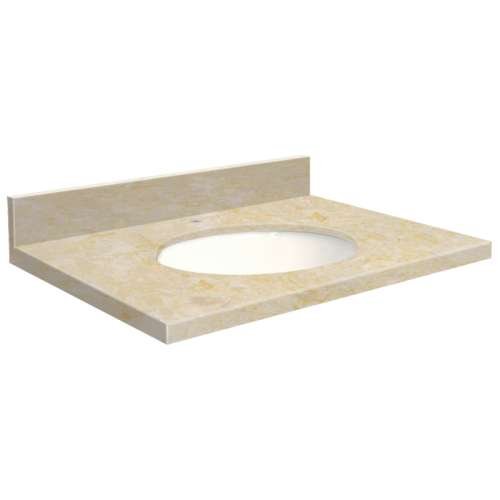 25in x 22in 2cm Thick Marble Vanity Top with Butterfly Edge Profile in Oman Beige