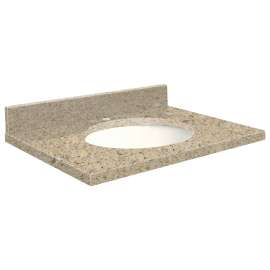 31in x 19in 2cm Thick Quartz Vanity Top with Bevel Edge Profile in Sorrento Coast