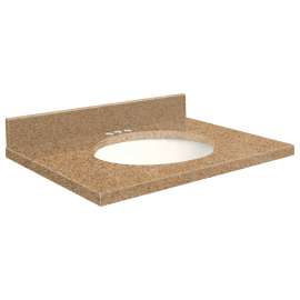 31in x 22in 2cm Thick Quartz Vanity Top with Butterfly Edge Profile and 4in Spread Faucet Holes