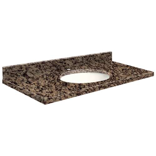 43in x 22in 2cm Thick Granite Vanity Top with Butterfly Edge Profile in Baltic Brown