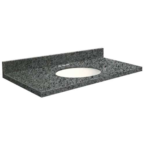 37in x 22in 2cm Thick Granite Vanity Top with Bevel Edge Profile and 4in Spread Faucet Holes in Blue Pearl