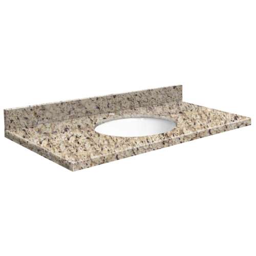 37in x 19in 2cm Thick Granite Vanity Top with Butterfly Edge Profile in Giallo Ornamental