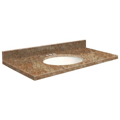 37in x 22in 2cm Thick Granite Vanity Top with Bevel Edge Profile and 4in Spread Faucet Holes in India Gold