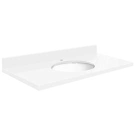 43in x 22in 3cm Thick Quartz Vanity Top with Eased Edge Profile in Nano Crystal