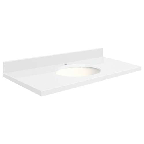 43in x 22in 2cm Thick Quartz Vanity Top with Eased Edge Profile in Natural White