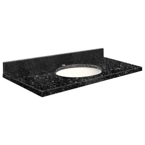 43in x 22in 2cm Thick Quartz Vanity Top with Bevel Edge Profile in Notte Black