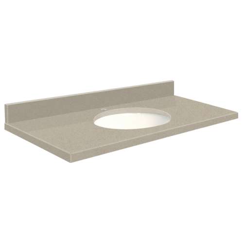 37in x 22in 2cm Thick Quartz Vanity Top with Bevel Edge Profile in Olympia Grey