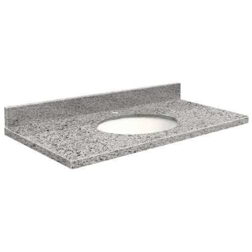 37in x 19in 2cm Thick Granite Vanity Top with Butterfly Edge Profile in Rosselin White