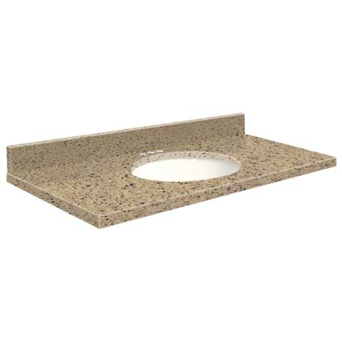 37in x 22in 2cm Thick Quartz Vanity Top with Butterfly Edge Profile and 4in Spread Faucet Holes in Windsor Castle