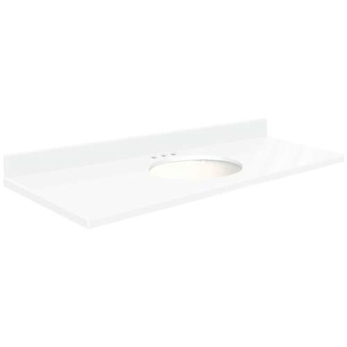 61in x 22in 2cm Thick Quartz Vanity Top with Single Bowl, Bevel Edge Profile and 8in Spread Faucet Holes in Nano Crystal