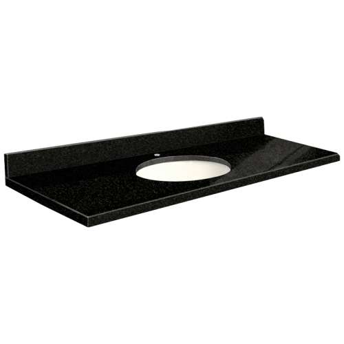 49in x 22in 2cm Thick Granite Vanity Top with Bevel Edge Profile in Absolute Black