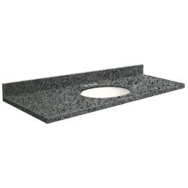 49in x 19in 2cm Thick Granite Vanity Top with Bevel Edge Profile and 4in Spread Faucet Holes in Blue Pearl