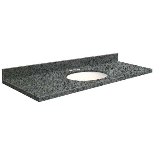 49in x 19in 2cm Thick Granite Vanity Top with Bevel Edge Profile and 4in Spread Faucet Holes in Blue Pearl