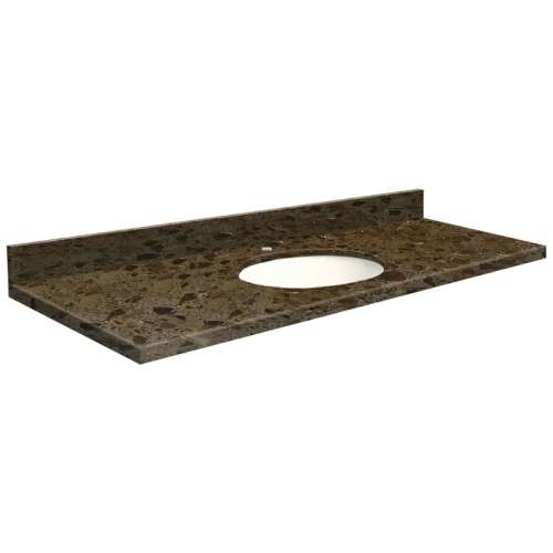49in x 22in 2cm Thick Marble Vanity Top with Butterfly Edge Profile in Cacao Nougat
