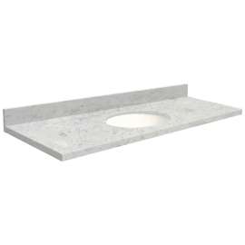 61in x 22in 2cm Thick Marble Vanity Top with Single Bowl, Butterfly Edge Profile