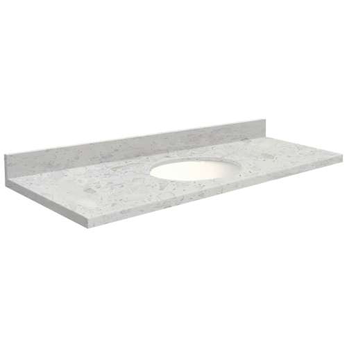 61in x 22in 2cm Thick Marble Vanity Top with Single Bowl, Butterfly Edge Profile