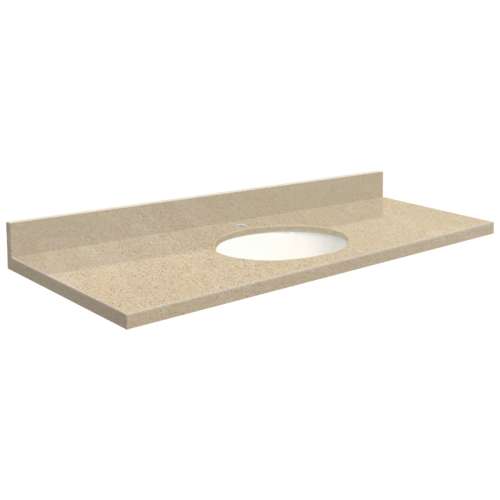 49in x 19in 2cm Thick Quartz Vanity Top with Butterfly Edge Profile in Durum Cream