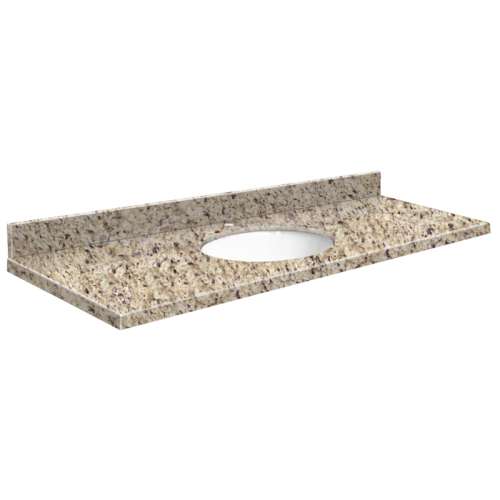 49in x 19in 2cm Thick Granite Vanity Top with Bevel Edge Profile in Giallo Ornamental