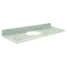 61in x 22in 2cm Thick Granite Vanity Top with Single Bowl, Butterfly Edge Profile and 8in Spread Faucet Holes