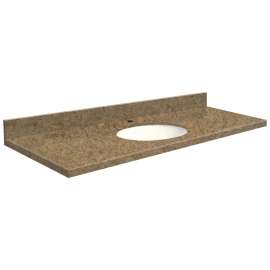 61in x 22in 3cm Thick Granite Vanity Top with Single Bowl, Eased Edge Profile