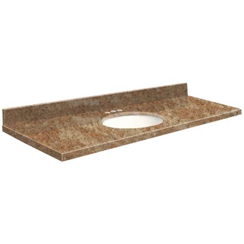 49in x 22in 3cm Thick Granite Vanity Top with Eased Edge Profile and 4in Spread Faucet Holes in India Gold