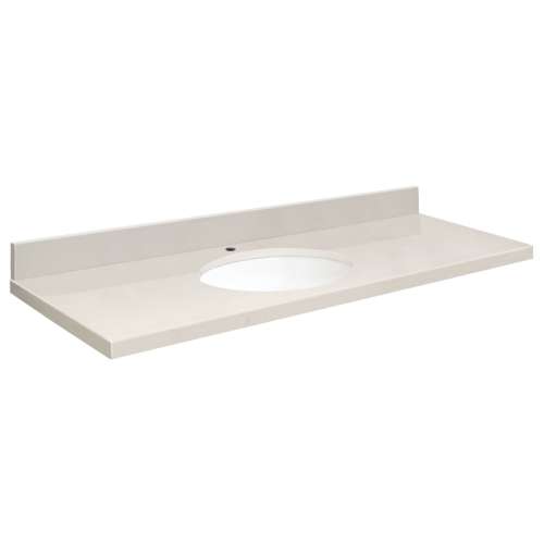 49in x 19in 2cm Thick Quartz Vanity Top with Butterfly Edge Profile in Milan White
