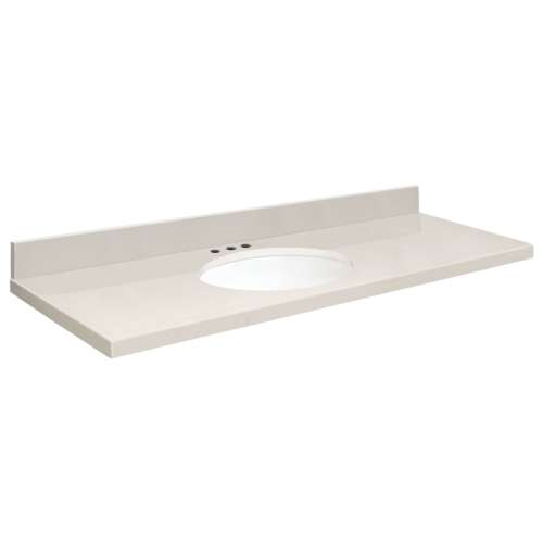 49in x 22in 2cm Thick Quartz Vanity Top with Bevel Edge Profile and 8in Spread Faucet Holes in Milan White