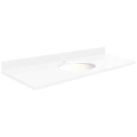 61in x 22in 3cm Thick Quartz Vanity Top with Single Bowl, Eased Edge Profile in Nano Crystal