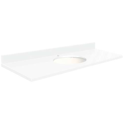 61in x 22in 3cm Thick Quartz Vanity Top with Single Bowl, Eased Edge Profile in Nano Crystal