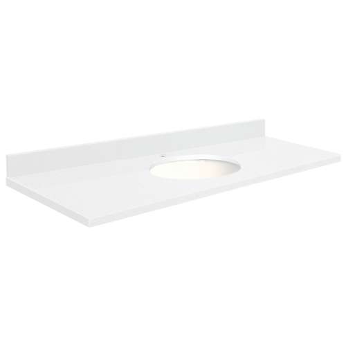 61in x 22in 2cm Thick Quartz Vanity Top with Single Bowl, Bevel Edge Profile in Natural White