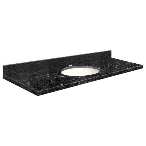 49in x 22in 2cm Thick Quartz Vanity Top with Butterfly Edge Profile in Notte Black