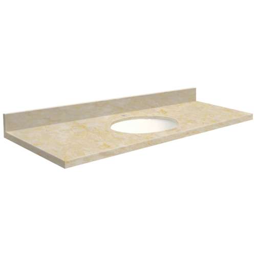 61in x 22in 2cm Thick Marble Vanity Top with Single Bowl, Bevel Edge Profile in Oman Beige