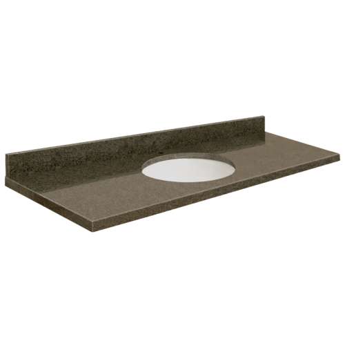 61in x 22in 3cm Thick Granite Vanity Top with Single Bowl, Eased Edge Profile in Sea Green