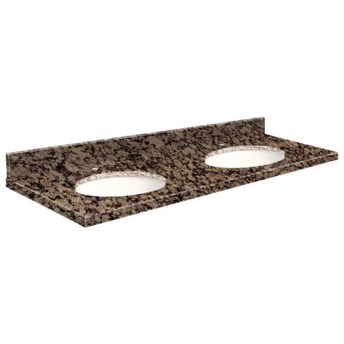 61in x 22in 2cm Thick Granite Vanity Top with Double Bowl, Bevel Edge Profile in Baltic Brown