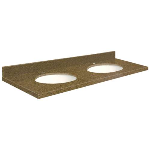61in x 22in 2cm Thick Quartz Vanity Top with Double Bowl, Bevel Edge Profile in Capri Cliffs