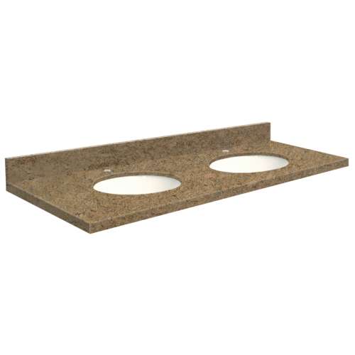 61in x 22in 2cm Thick Granite Vanity Top with Double Bowl, Bevel Edge Profile
