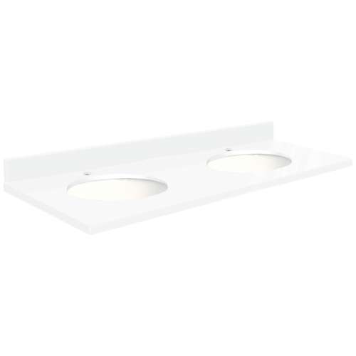 61in x 22in 2cm Thick Quartz Vanity Top with Double Bowl, Bevel Edge Profile in Nano Crystal