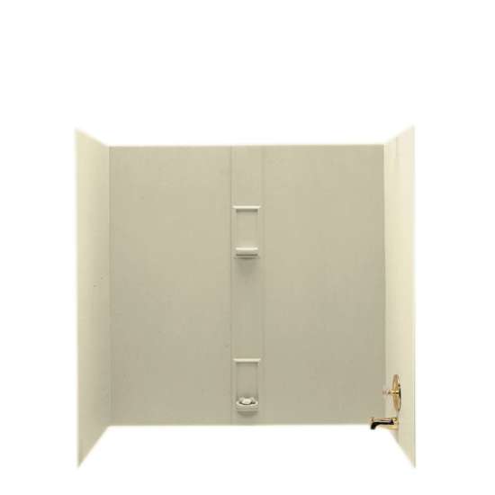 30-in D x 60-in W x 60-in H Solid Surface Bathtub Wall Kit in Bone