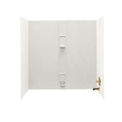 30-in D x 60-in W x 60-in H Solid Surface Bathtub Wall Kit in Bisque