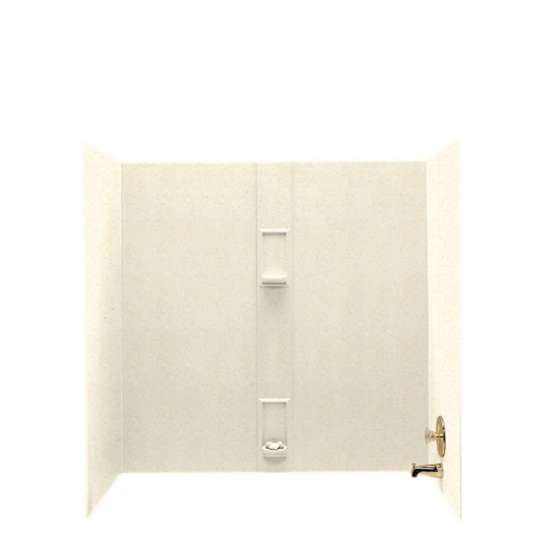 30-in D x 60-in W x 60-in H Solid Surface Bathtub Wall Kit in Pebble