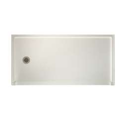 30.1875-in D x 60.375-in W x 4.1875-in H Solid Surface Shower Base with Left-Hand Drain in Bisque