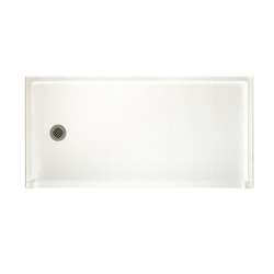 30.1875-in D x 60.375-in W x 4.1875-in H Solid Surface Shower Base with Left-Hand Drain in Tahiti White