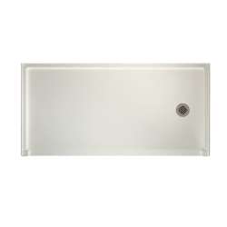 30.1875-in D x 60.375-in W x 4.1875-in H Solid Surface Shower Base with Right-Hand Drain in Bisque