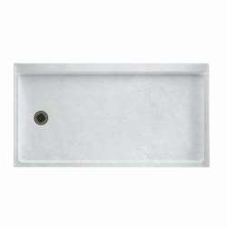 30.1875-in D x 60.375-in W x 4.1875-in H Solid Surface Shower Base with Left-Hand Drain in Ice