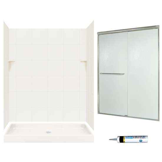 SQP3460018-M58570NR 72.5-in x 60-in x 34-in 5-Piece Alcove Shower Kit in Bisque