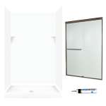 SSP3248010-M46570BR 72-in x 48-in x 32-in 5-Piece Alcove Shower Kit in White