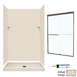 Solid Surface 34-in x 48-in x 72-in 5-Piece Alcove Shower Kit