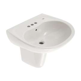 22-7/8-in Wall Mounted Bathroom Sink with 3 Faucet Holes Drilled, Overflow and SanaGloss Ceramic Glaze