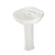 25-in Pedestal Bathroom Sink with 3 Faucet Holes Drilled and Overflow, Pedestal Included in Cotton